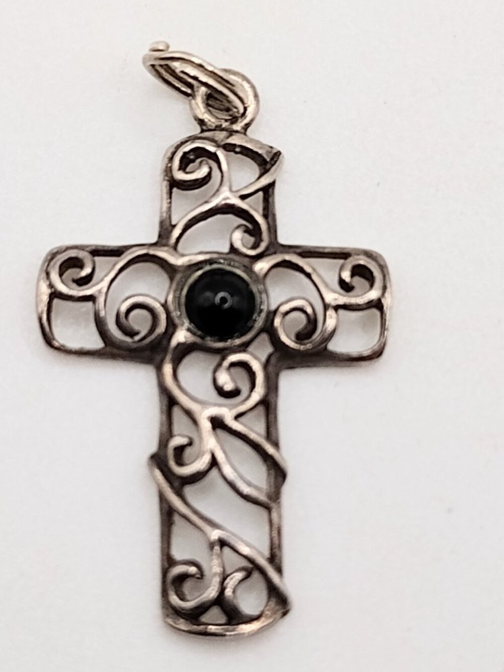 Vintage Jezlaine Sterling Silver Open Work Cross Pendant
